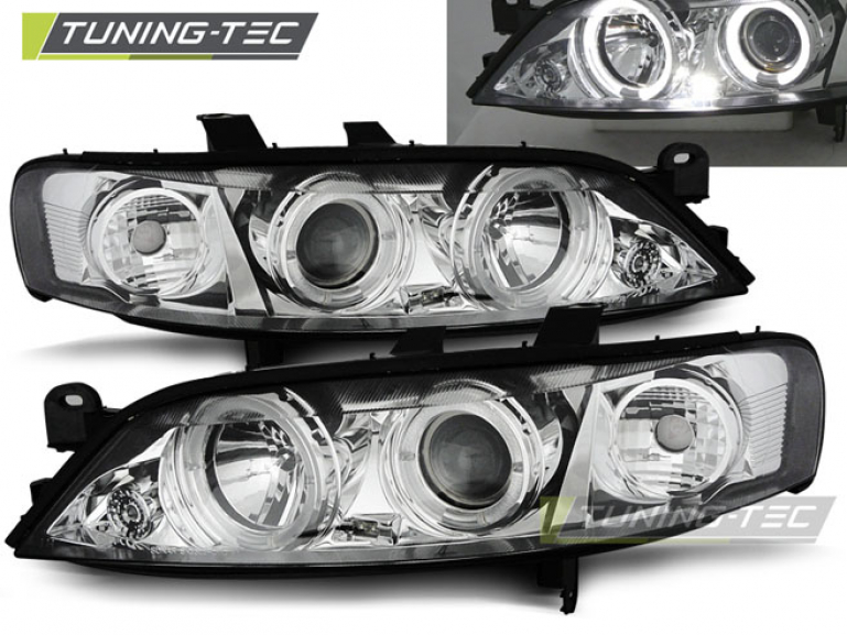 LED Angel Eyes Scheinwerfer für Opel Vectra B Facelift 99-02 chrom